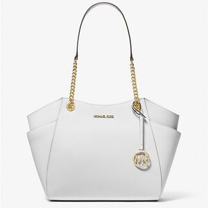 Michael Kors Jet Set Lg Saffiano Leather Chain Shoulder Tote Bag MK
Optic White